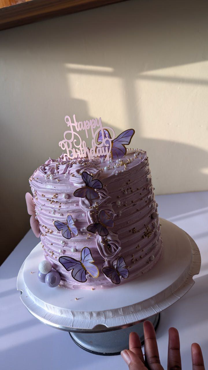 Hand-decorated birthday cake