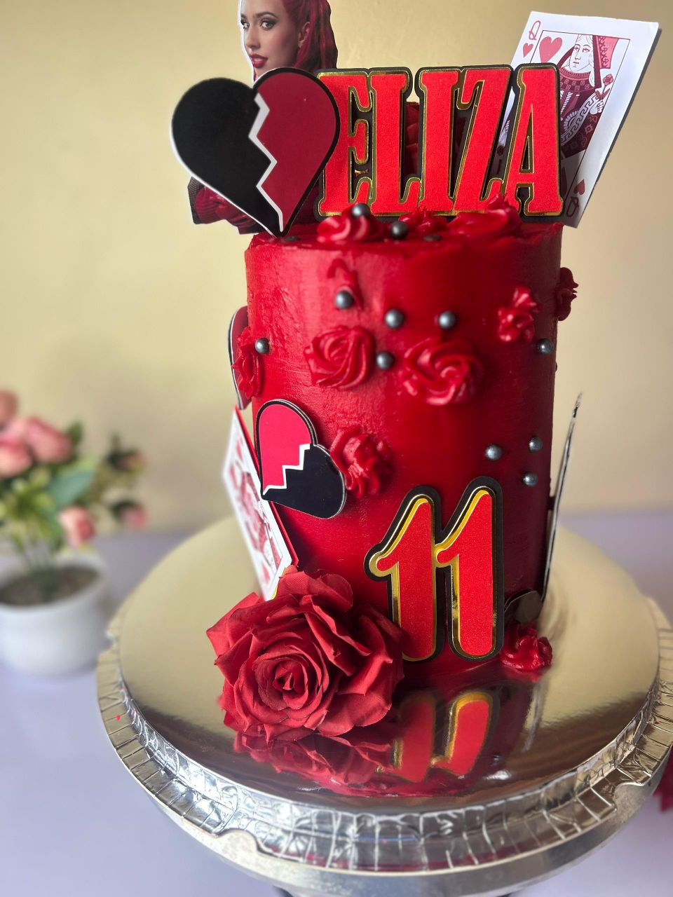 Tall birthday celebration cake